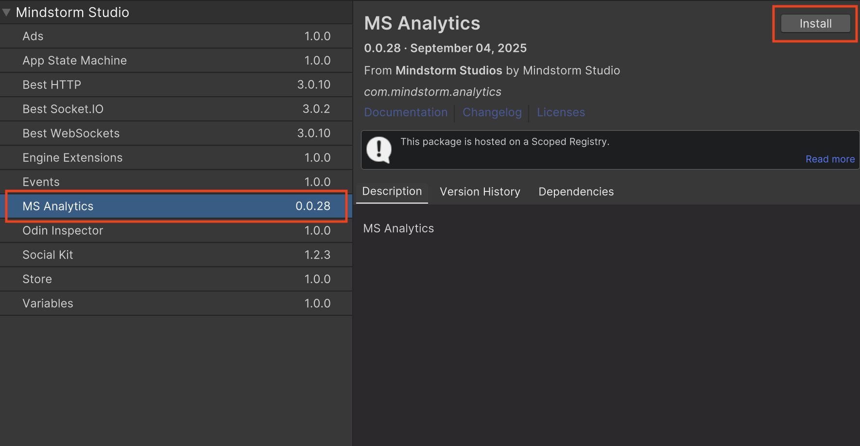Install MS Analytics